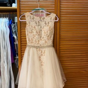 Jovani off white and tan prom dress